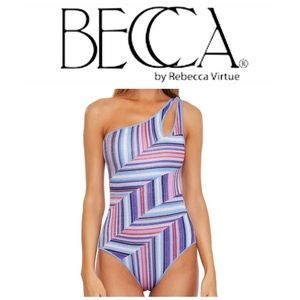 NEW BECCA South Coast Arabella Metallic Asymmetric One Piece Swimsuit